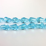 Chinese Cut Crystal Bead - Pear 11x7MM AQUA