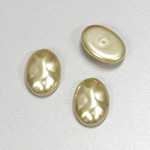 Glass Cabochon Baroque Top Pearl Dipped - Oval 18x13MM LT OLIVE