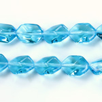 Czech Pressed Glass Bead - Cushion Octagon 14x10MM AQUA