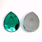 Plastic Flat Back Foiled Rose Cut Rhinestone - Pear 25x18MM EMERALD