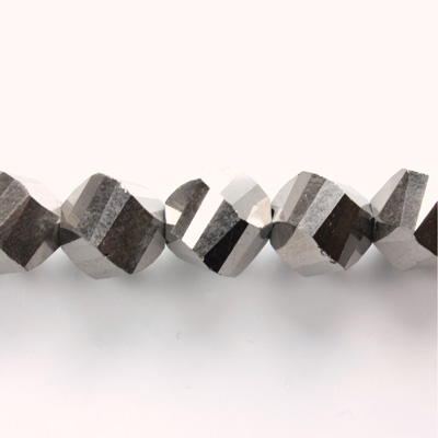 Indian Cut Crystal Bead - Helix Twisted 12MM METALLIC SILVER