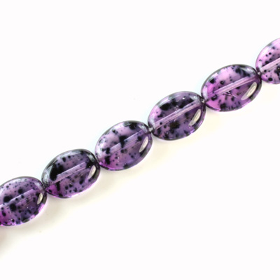 Czech Pressed Glass Bead - Flat Oval 12x9MM SPECKLE AMETHYST 64229