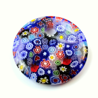 Glass Millefiori Pendant - Round Hoop 38MM MULTI COLOR (22)