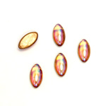 Glass Medium Dome Foiled Cabochon - Navette 10x5MM TOPAZ AB