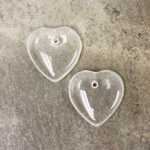 Czech Pressed Glass Pendant - Smooth Puff Heart 15MM CRYSTAL