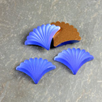 Glass Cabochon - Fan/Shell Shape 19x14MM MATTE SAPPHIRE Foiled