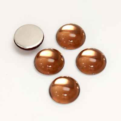 Plastic Flat Back Foiled Cabochon - Round 11MM SMOKE TOPAZ