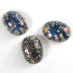 Glass Medium Dome Lampwork Cabochon - Oval 18x13MM BLACK OPAL (00374)