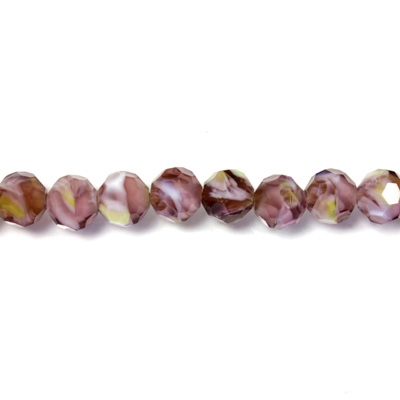 Chinese Cut Crystal Millefiori Bead - Round 08MM LT PURPLE