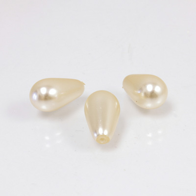 Preciosa 1/2 Drilled Crystal Nacre Pearl - Pear 15x8MM CREME