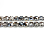 Czech Glass Fire Polish Bead - Round 06MM 1/2 Coated CRYSTAL/BLUESKY