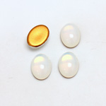 Glass Medium Dome Foiled Cabochon - Oval 14x10MM WHITE OPAL