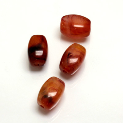 Plastic  Bead - Mixed Color Smooth Keg 12x9MM CORNELIAN AGATE