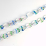 Czech Pressed Glass Bead - Flat Oval 08x6MM MATTE STRIPED CRYSTAL