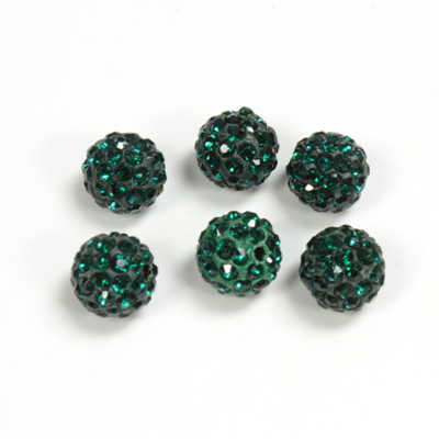 Rhinestone Bead Pave with 1.5MM Hole Metal Base Round 08MM EMERALD