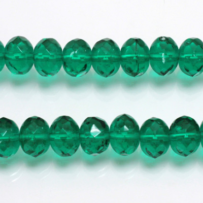 Czech Glass Fire Polish Bead - Rondelle Donut 09x6MM DARK EMERALD
