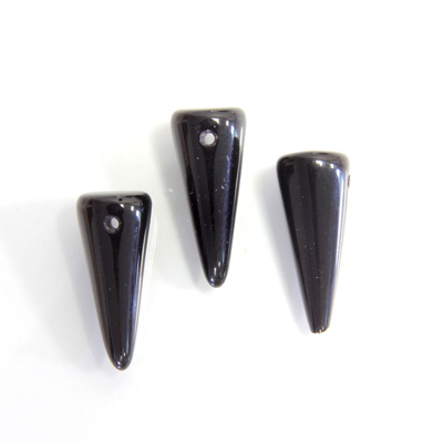 Czech Pressed Glass Bead - Smooth Spike 07x17MM JET