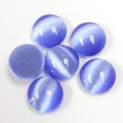 Fiber-Optic Cabochon - Round 12MM CAT'S EYE LT BLUE