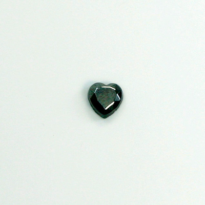 Glass Flat Back Rose Cut Fancy Foiled Stone  - Heart 06MM HEMATITE