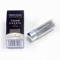 Preciosa Crystal Faerie Nail Art Crystals - 10 gram tube packaging - All Access Pass (Silver)
