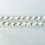 Czech Glass Pearl Faceted Fire Polish Bead - Round 06MM WHITE ON CRYSTAL 78402