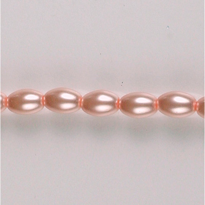 Czech Glass Pearl Bead - Oval 06x4MM LT ROSE 70424