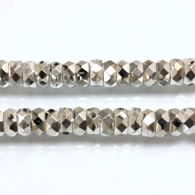 Czech Glass Fire Polished Bead - Rondelle 06x3MM SILVER