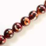 Czech Pressed Glass Bead - Smooth Round 12MM TIGEREYE RED