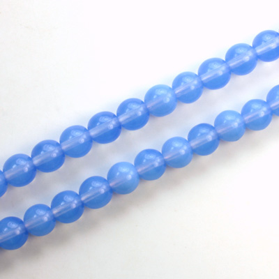 Czech Pressed Glass Bead - Smooth Round 06MM OPAL BLUE