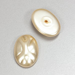 Glass Cabochon Baroque Top Pearl Dipped - Oval 25x18MM CREME