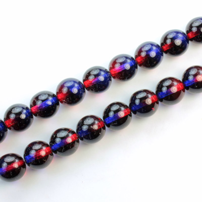 Czech Pressed Glass Bead - Smooth 2-Tone Round 08MM COATED GARNET-PURPLE 69018