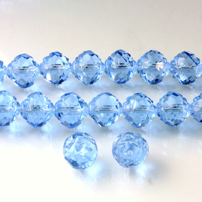 Czech Glass Fire Polished Bead - Fancy Cut Flower 08MM LIGHT SAPPHIRE