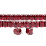 Czech Pressed Glass Bead - Cube 05x7MM GARNET