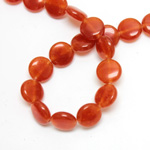 Gemstone Bead - Smooth Round Lentil 10MM Dyed QUARTZ Col. 20 LT CORNELIAN