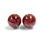 Czech Glass Lampwork Bead - Round 14MM SWIRL RED 02958
