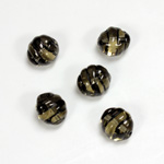 Czech Pressed Glass Engraved Bead - 12x10MM BLACK ON BLACK DIAMOND