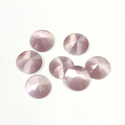 Fiber-Optic Flat Back Cabochon - Rauten Rose Round 09MM CAT'S EYE LT PURPLE