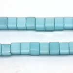 Fiber Optic Synthetic Cat's Eye Bead - Smooth Cube 06x6MM CAT'S EYE AQUA