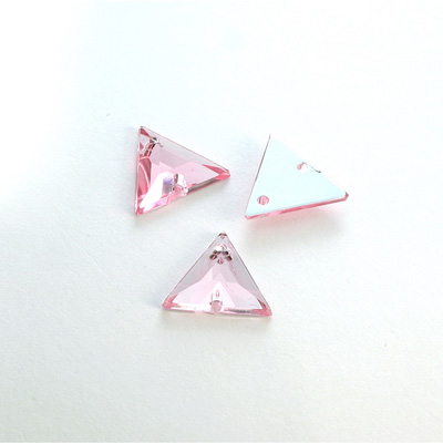 Plastic Flat Back 2-Hole Foiled Sew-On Stone - Triangle 13x13MM LT ROSE