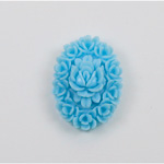 Plastic Carved Flower - Cluster Oval 25x18MM TURQUOISE