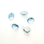 Plastic Flat Back Foiled Rose Cut Rhinestone - Oval 08x6MM LT SAPPHIRE