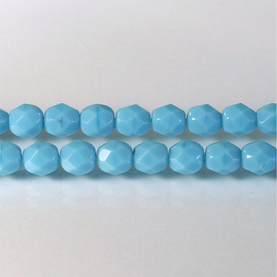 Czech Glass Fire Polish Bead - Round 06MM LT BLUE TURQUOISE