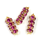 Preciosa Rhinestone Rondelle Crystal Tubes 20x7MM FUCHSIA/GOLD