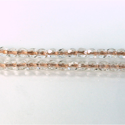 Czech Glass Fire Polish Bead - Round 04MM CRYSTAL COPPER LINE