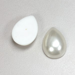 Plastic Medium Dome Pearl Cabochon - Pear Shape 25x18MM WHITE
