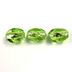 Czech Glass Lampwork Bead - Oval Twist 12x8MM OLIVE SILVER LINE 5002