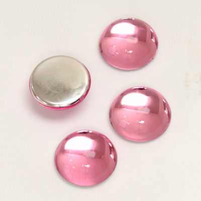 Plastic Flat Back Foiled Cabochon - Round 13MM ROSE