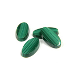 Gemstone Flat Back Single Bevel Buff Top Stone - Oval 14x7MM MALACHITE