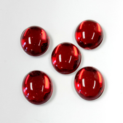 Plastic Flat Back Foiled Cabochon - Oval 12x10MM RUBY