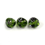 Czech Glass Lampwork Bead - Irregular 12MM OLIVINE with Swirl Design 50483